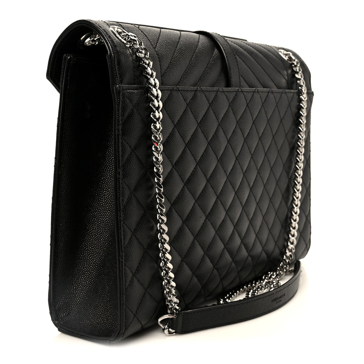 Saint Laurent Grain De Poudre Textured Mixed Matelasse Large Triquilt Monogram Satchel Black 3 of 11