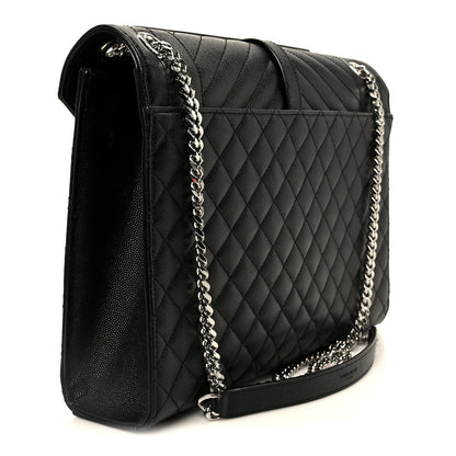 Saint Laurent Grain De Poudre Textured Mixed Matelasse Large Triquilt Monogram Satchel Black 3 of 11