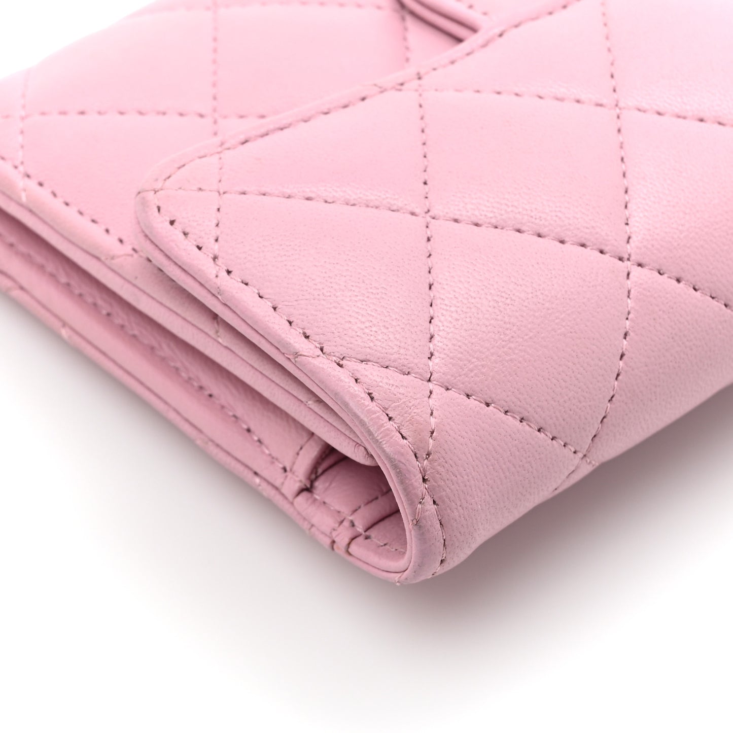 Lambskin Quilted Medium Flap Wallet Pink