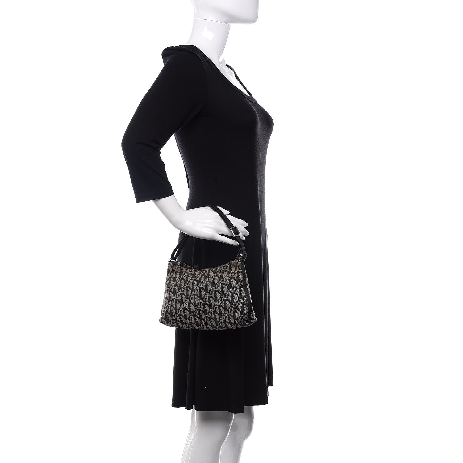 Christian Dior Monogram Shoulder Bag Pochette Black 2 of 18