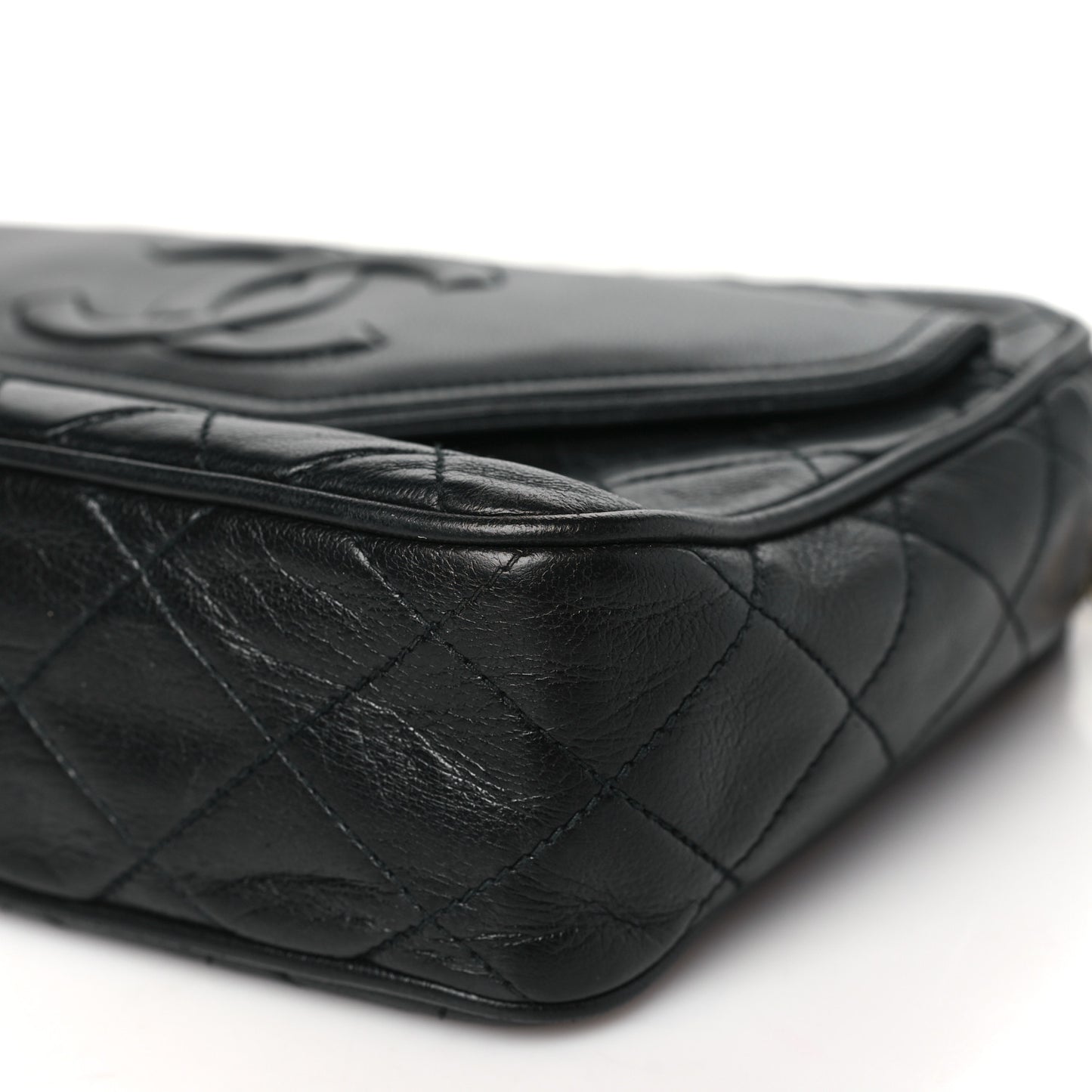 Lambskin Quilted Tassel Camera Case Black