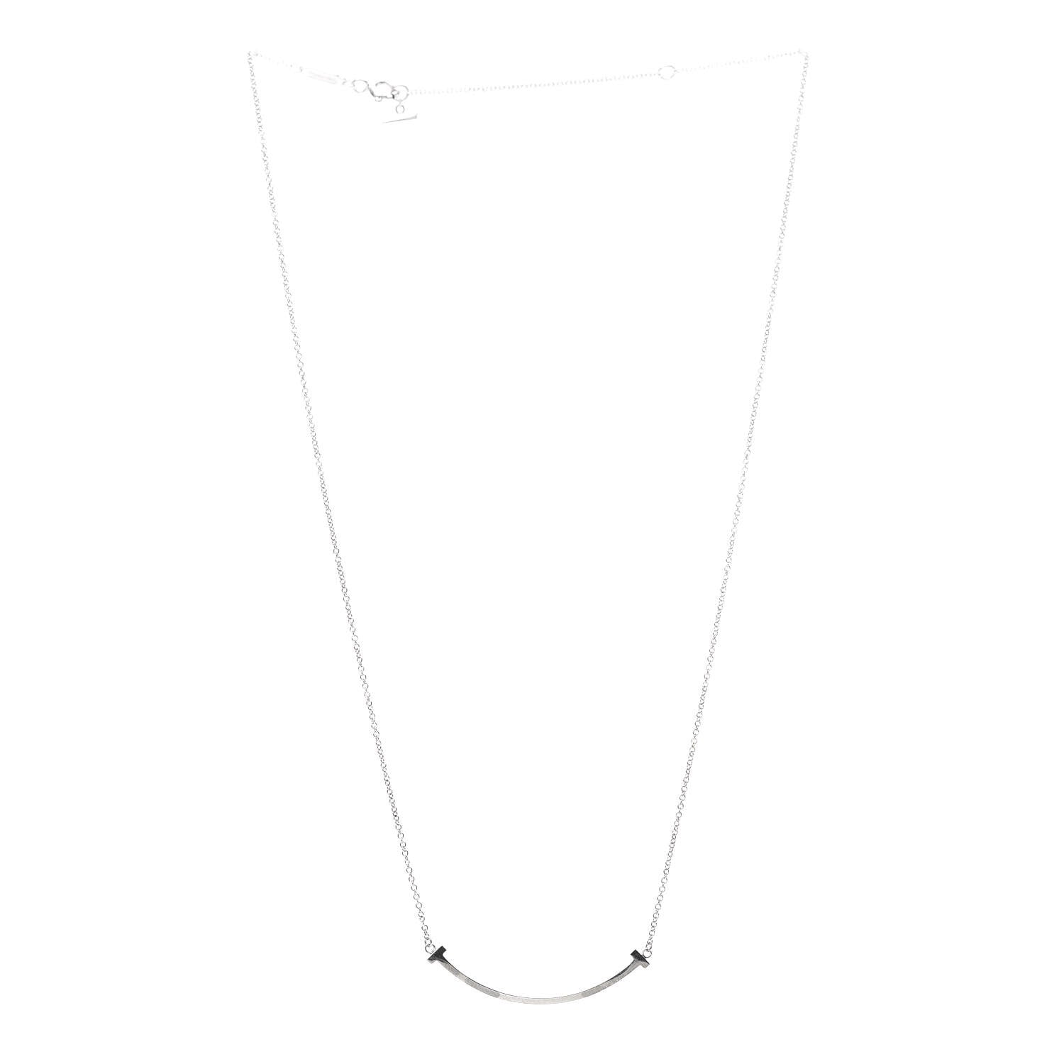 Tiffany Sterling Silver Small T Smile Pendant Necklace 3 of 6