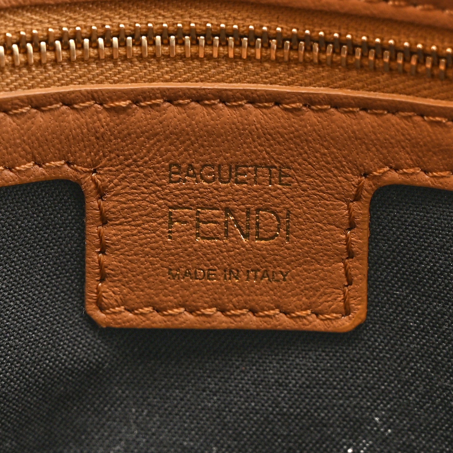 Nappa FF 1974 Embossed Baguette Miele Scuro