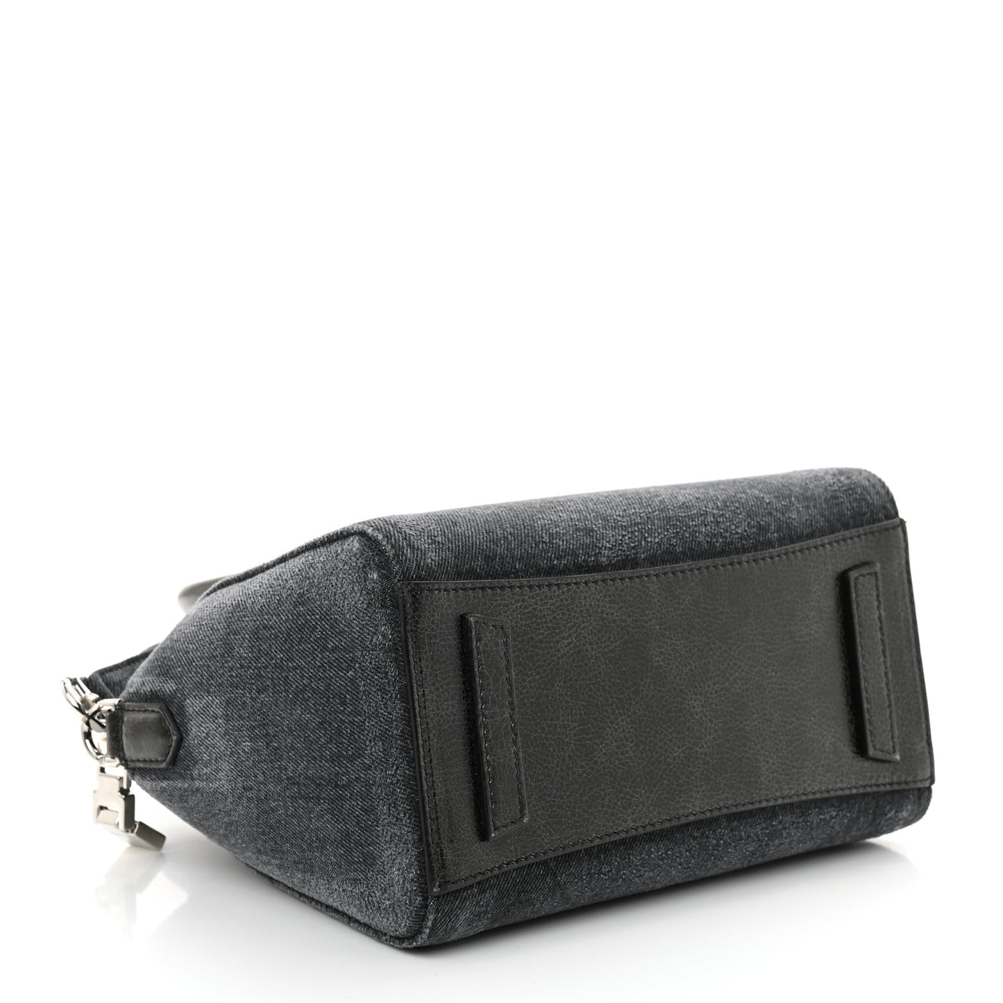 Washed Denim Mini Antigona Shoulder Bag Black