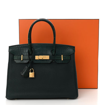 Hermes Togo Matte Alligator Birkin Touch 30 Vert Cypress 12 of 12
