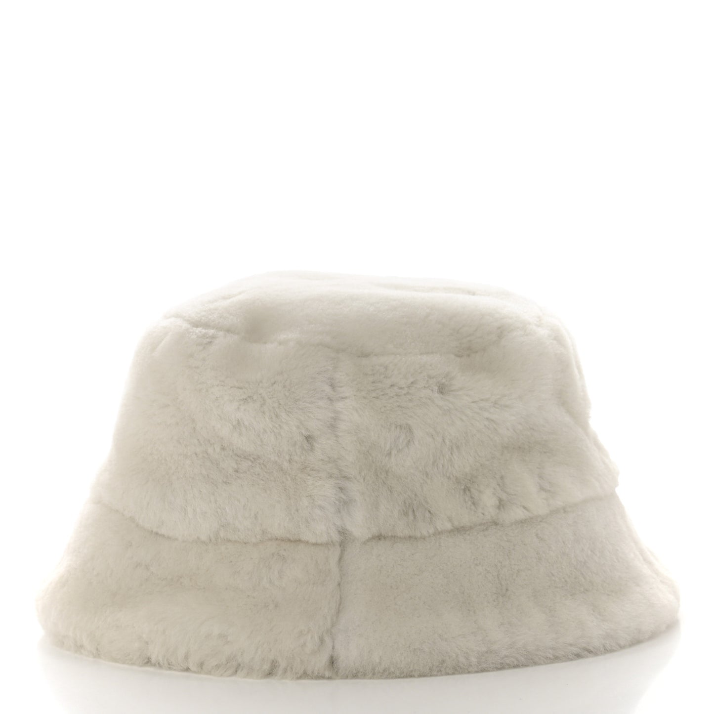 Shearling Metal Triangle Logo Womens Bucket Hat M White