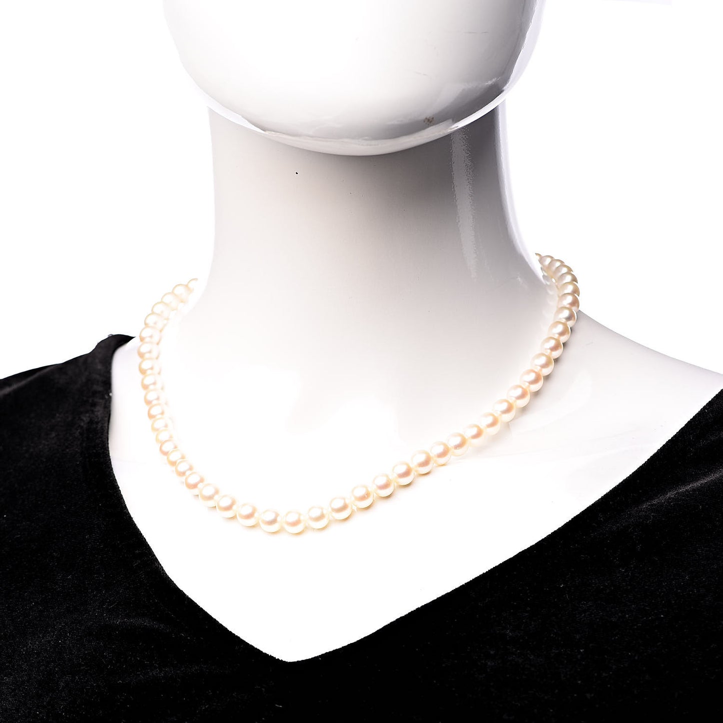 14K Yellow Gold Akoya Pearl 7-7.5mm Strand Necklace 17.5"