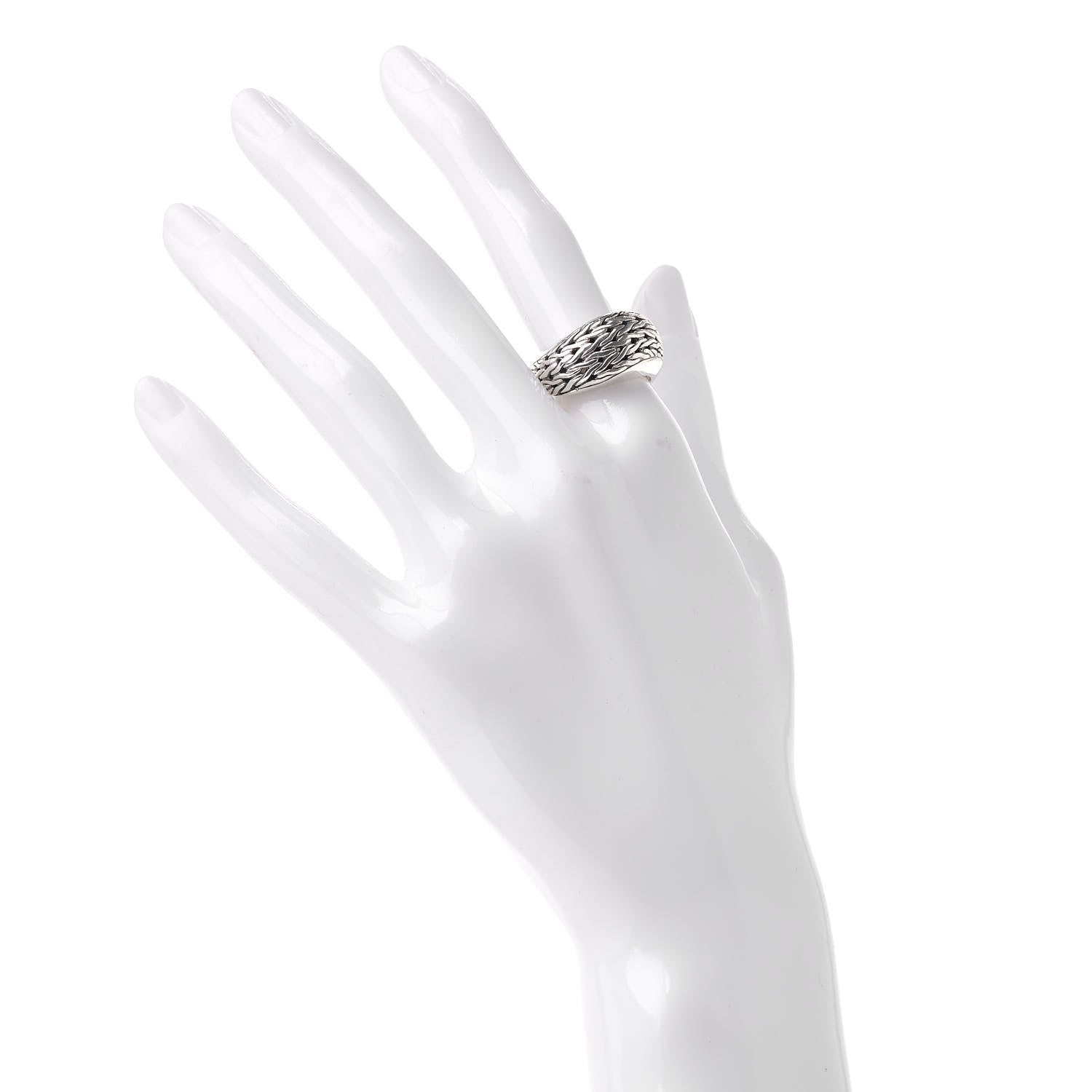 John Hardy Sterling Silver Classic Chain Crossover Ring 54 7 2 of 5