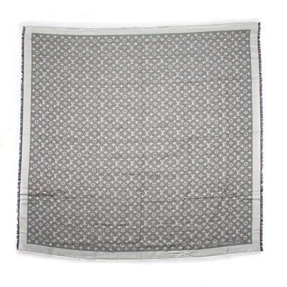 Louis Vuitton Wool Silk Monogram Denim Shawl Black 3 of 7
