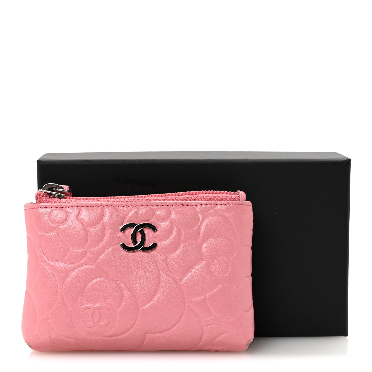 Chanel Lambskin Camellia Embossed Key Holder Case Pink 8 of 8