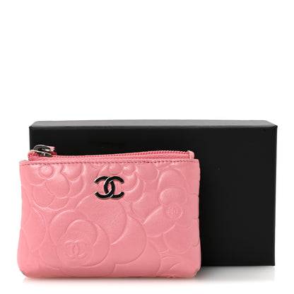 Chanel Lambskin Camellia Embossed Key Holder Case Pink 8 of 8