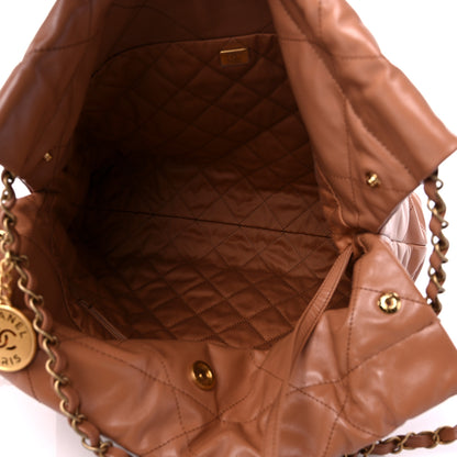 Chanel Shiny Calfskin Quilted Small Chanel 22 Camel 6 of 12