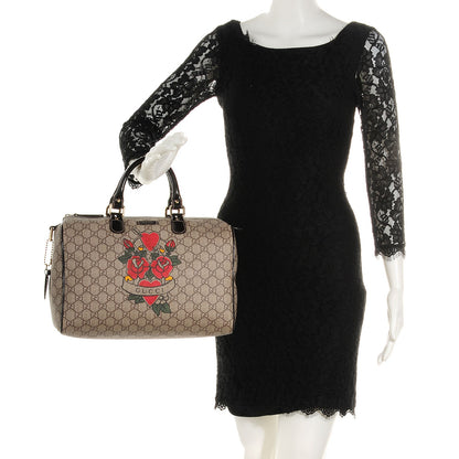 Gucci GG Plus Monogram Tattoo Heart Medium Joy Boston Dark Brown 2 of 7