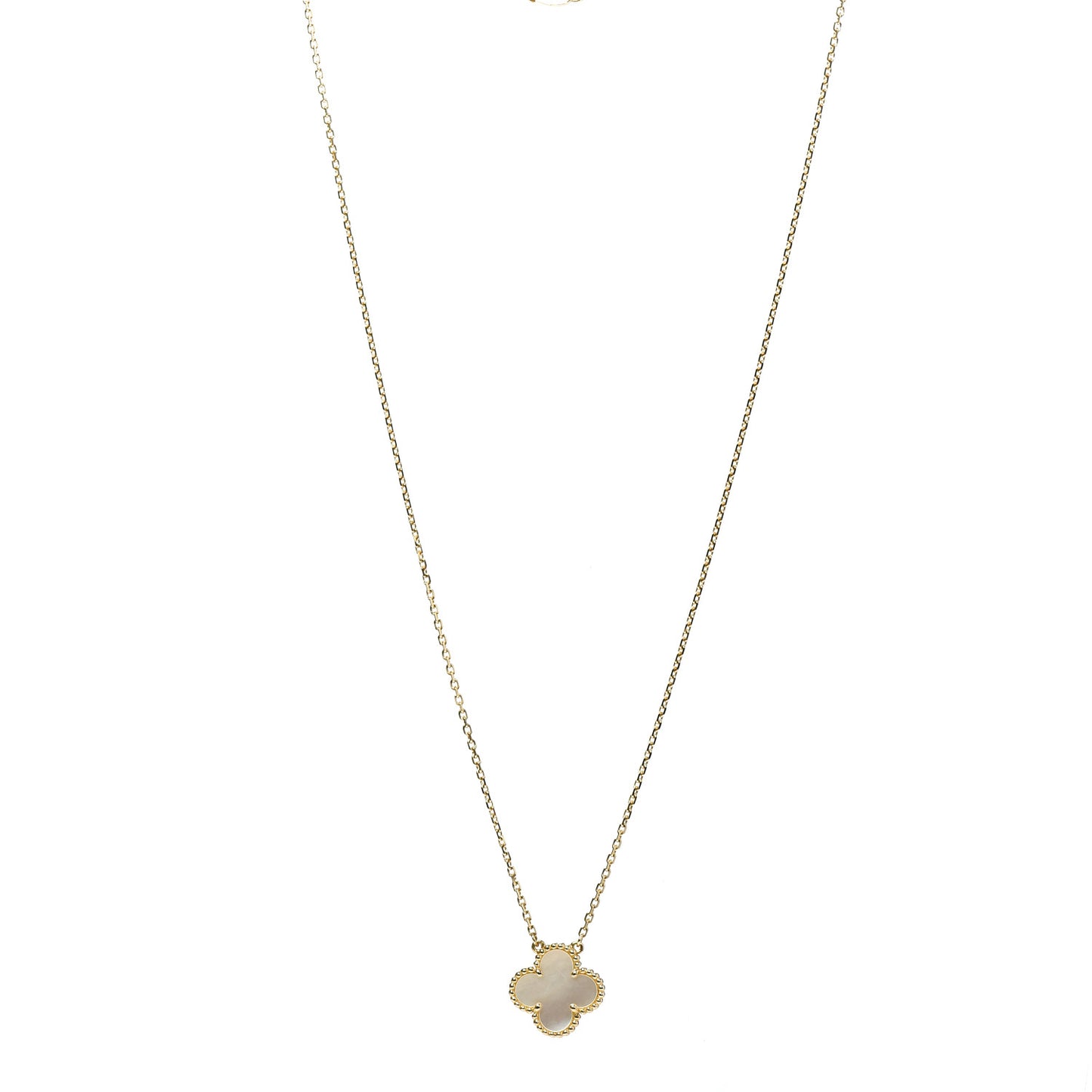 18K Yellow Gold Mother of Pearl Vintage Alhambra Pendant Necklace