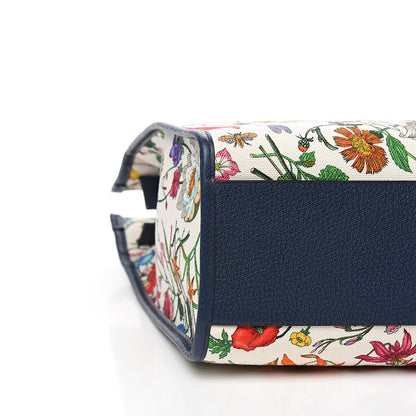 Gucci Canvas Large Flora Tote Navy Multicolor 7 of 9