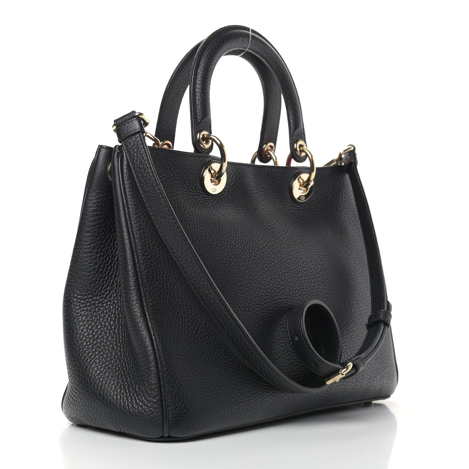 Christian Dior Bullcalf Medium Diorissimo Tote Black Rose Indien 4 of 15