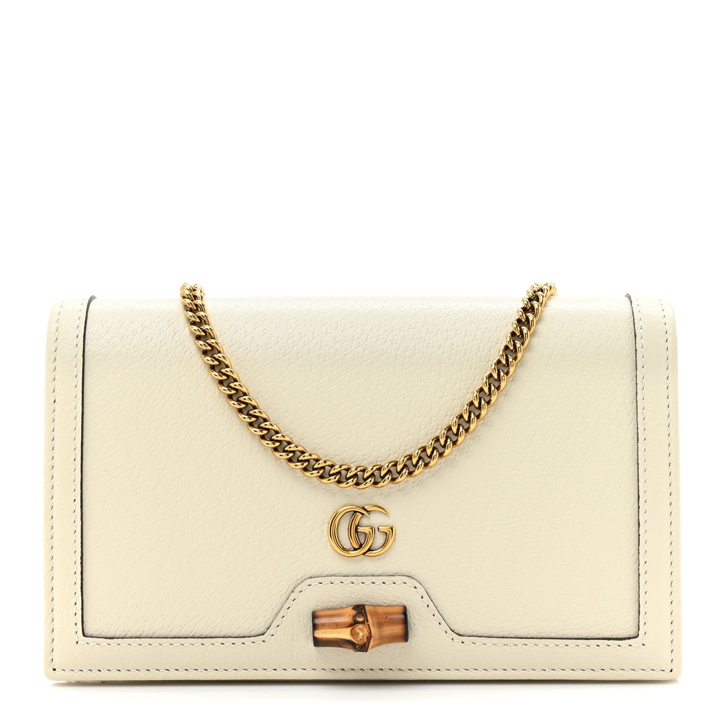 Textured Dollar Calfskin Mini Diana Chain Bag White