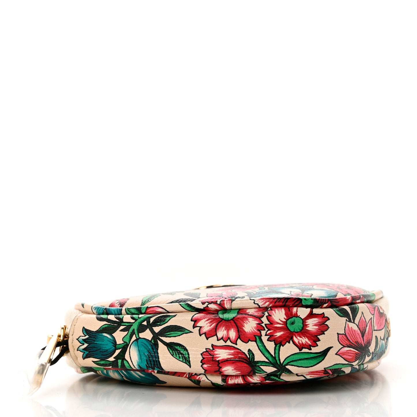 Calfskin Brit Roses Print Ophidia Heart GG Key Case Multicolor