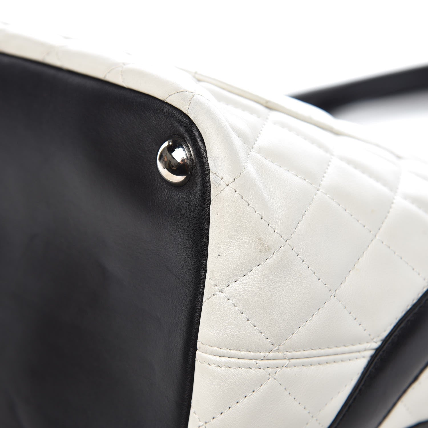 Chanel Calfskin Quilted Large Cambon Tote White Black 11 of 14