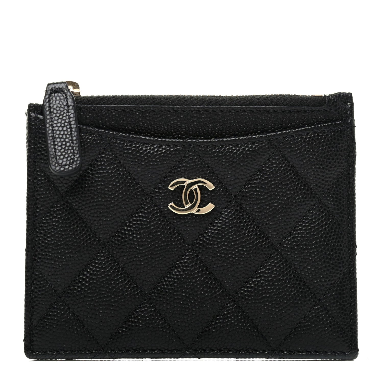 Chanel Caviar Quilted CC Zip Card Holder Black 1 of 8