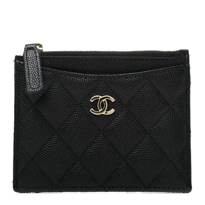 Chanel Caviar Quilted CC Zip Card Holder Black 1 of 8
