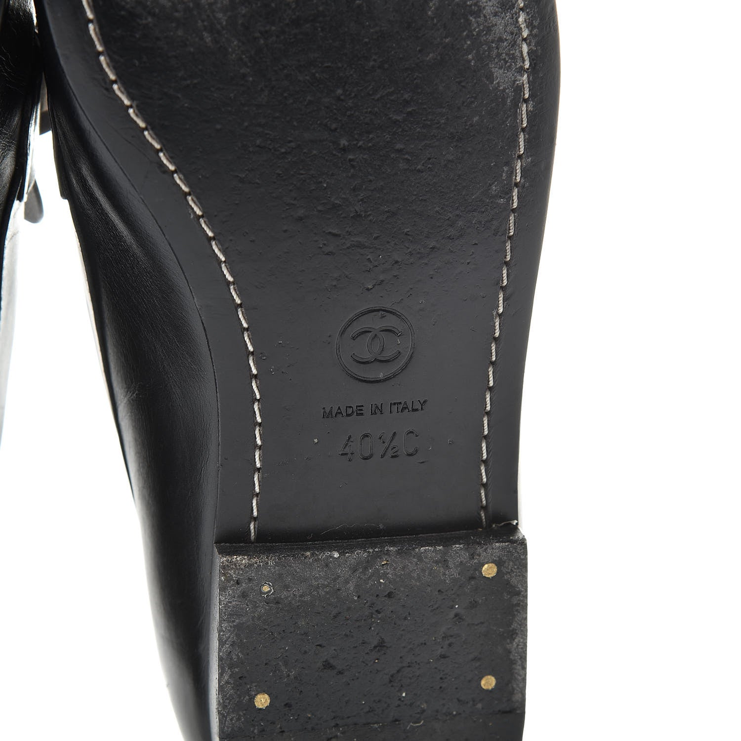 Chanel Calfskin Pearl CC Mocassin Loafers 40.5 Black 9 of 17