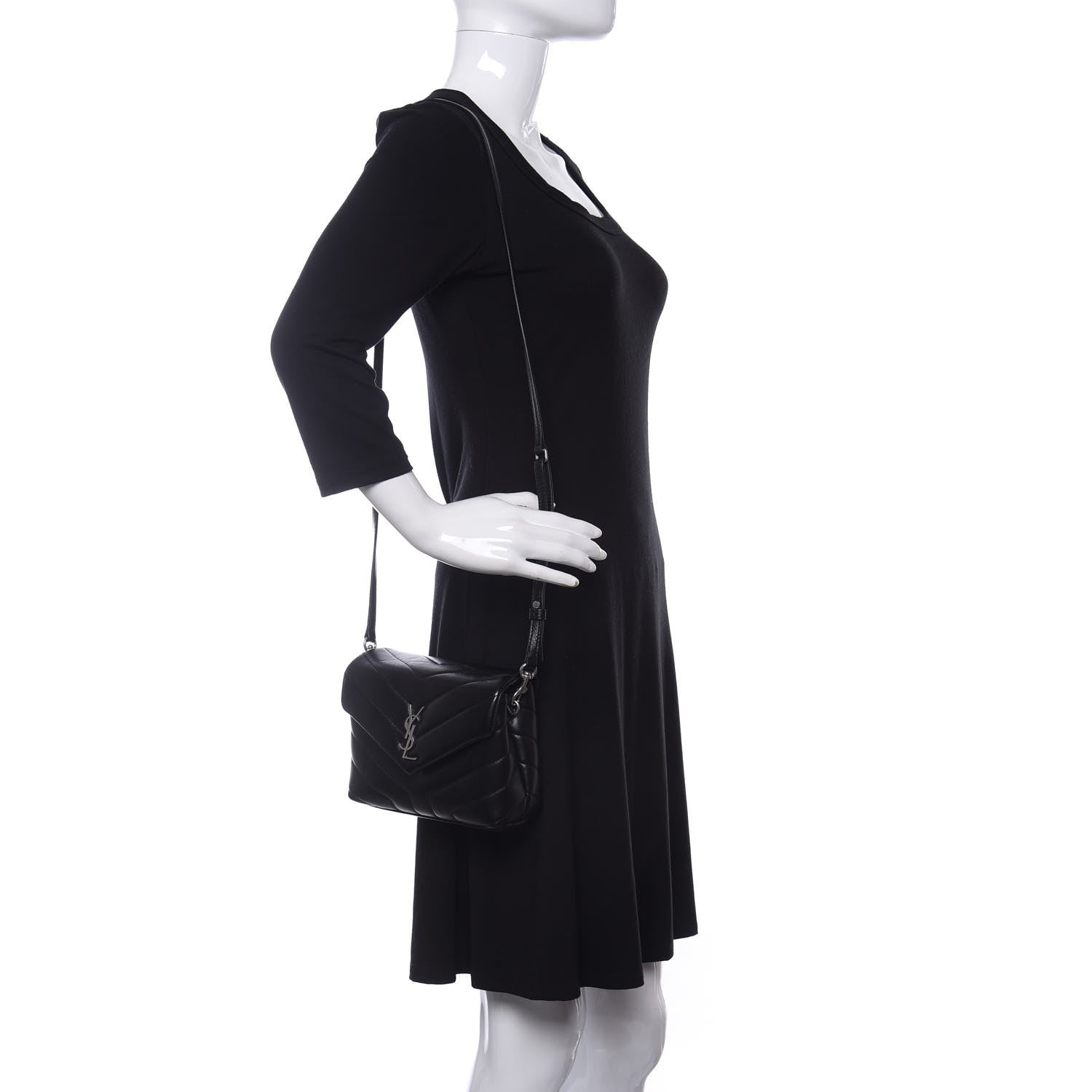 Saint Laurent Calfskin Y Quilted Monogram Toy Loulou Crossbody Bag Black 2 of 11
