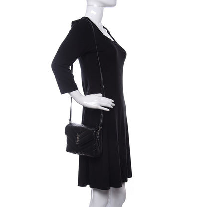 Saint Laurent Calfskin Y Quilted Monogram Toy Loulou Crossbody Bag Black 2 of 11