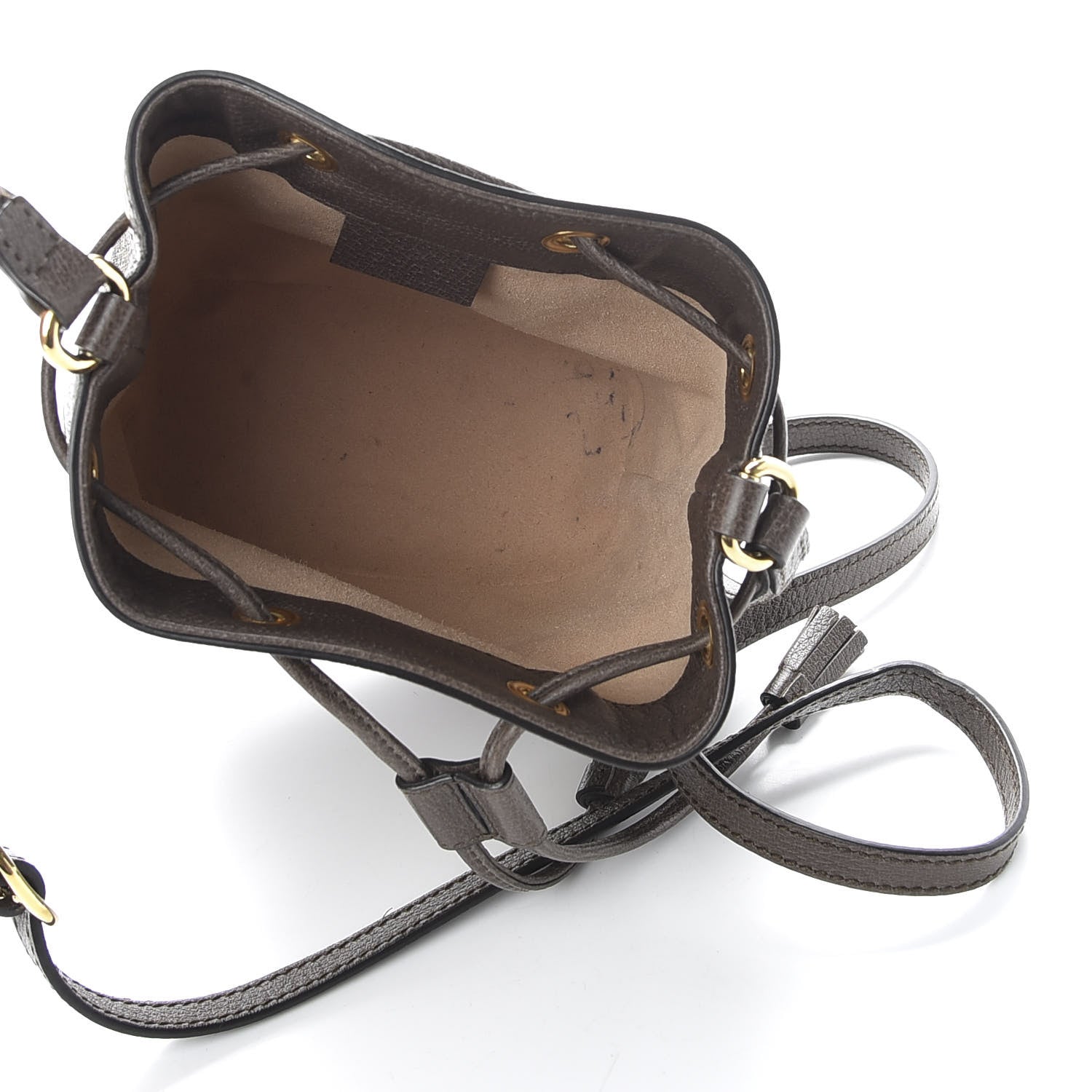 Gucci GG Supreme Monogram Web Mini Ophidia Bucket Bag Brown 5 of 9