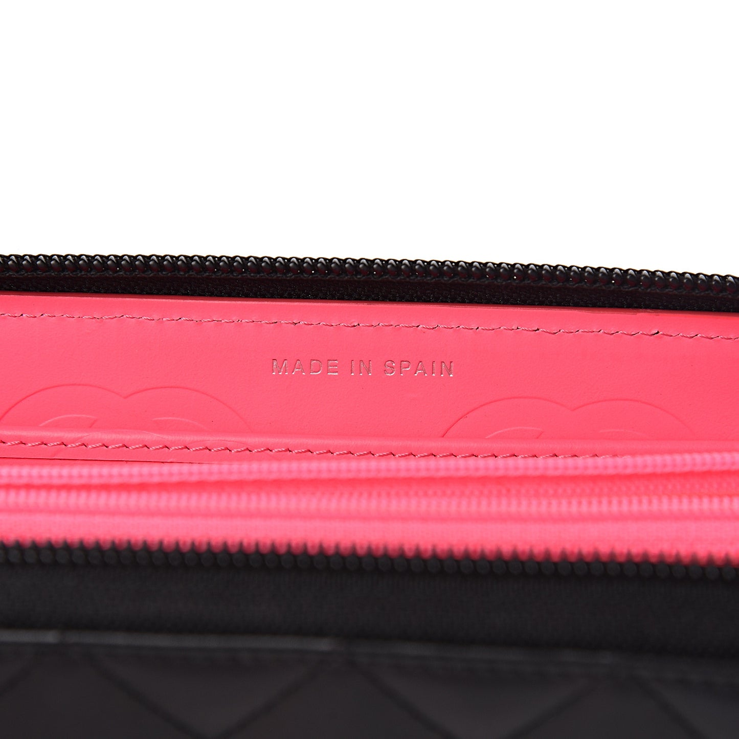 Calfskin Quilted Cambon Large Gusset Zip Around Wallet Black Silver