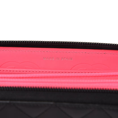 Chanel Calfskin Quilted Cambon Large Gusset Zip Around Wallet Black Silver 7 of 8