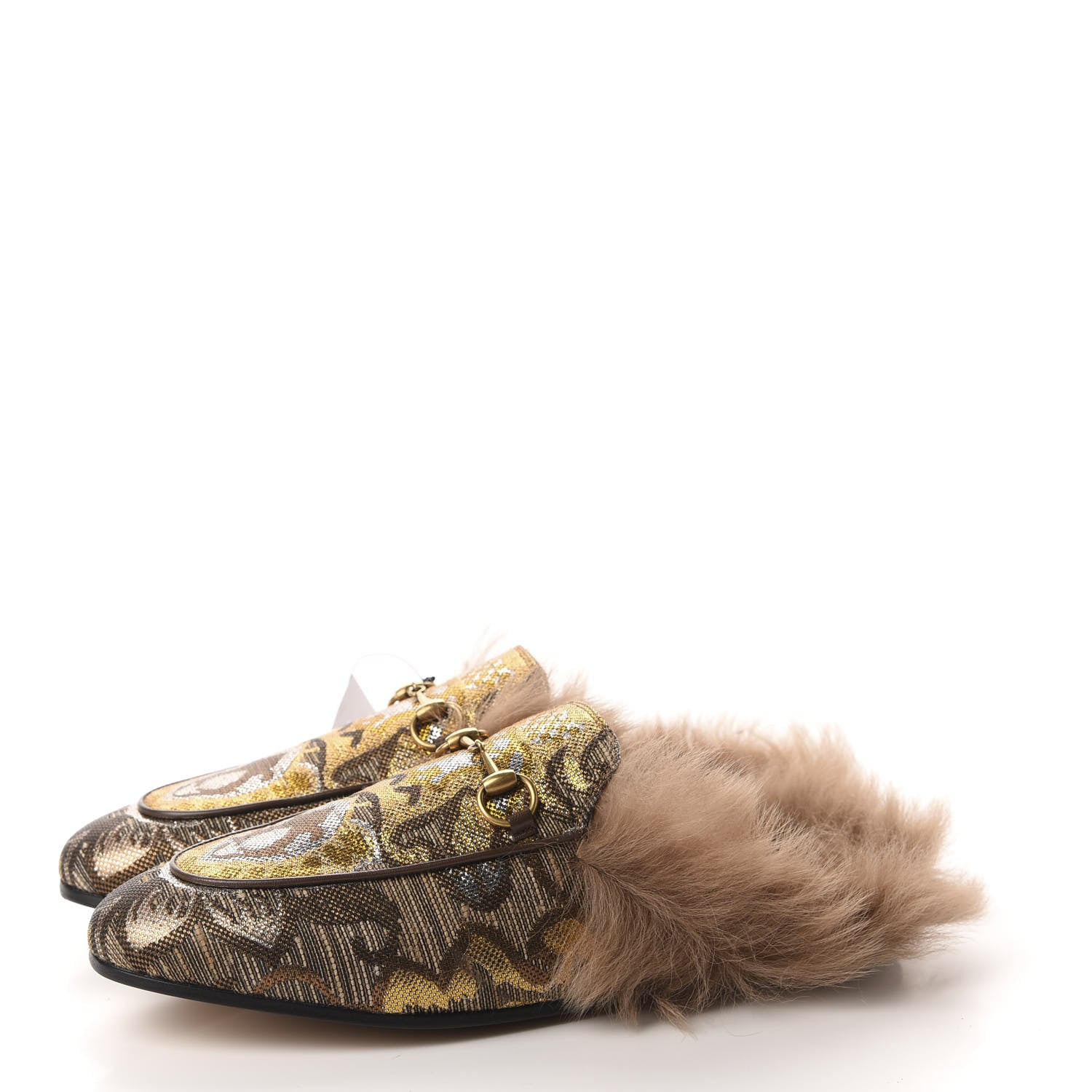 Gucci Brocade Fur Womens Princetown Slippers 39.5 3 of 9