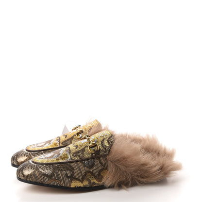 Gucci Brocade Fur Womens Princetown Slippers 39.5 3 of 9
