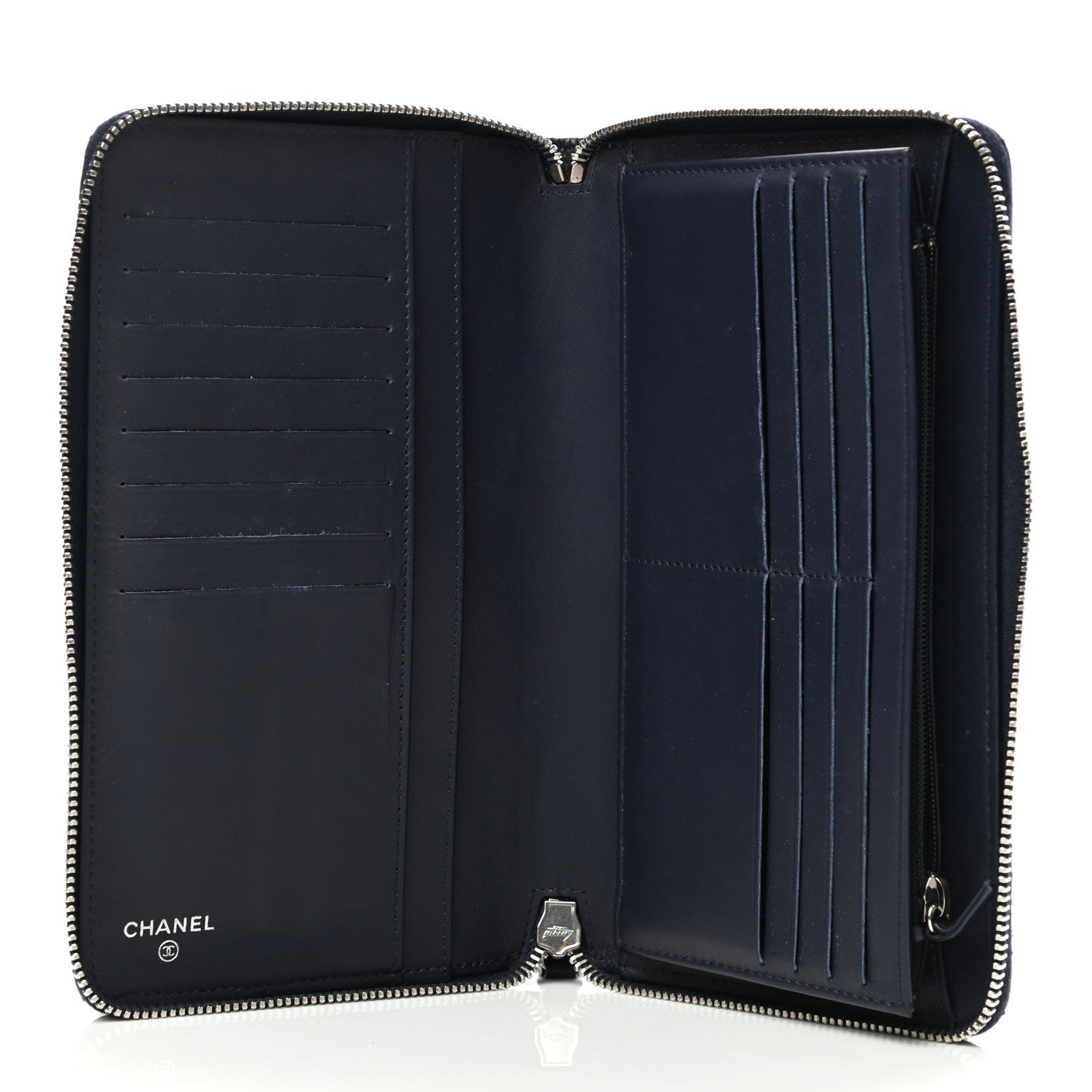 Chanel Caviar Quilted Large Zip Around Organizer Wallet Navy 5 of 12
