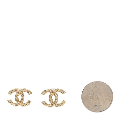 Chanel Crystal Twisted CC Earrings Gold 2 of 5