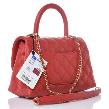Chanel Caviar Quilted Mini Coco Handle Flap Red 3 of 9