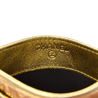 Chanel Metallic Calfskin Crocodile Embossed Cocodile Card Holder Gold 5 of 8