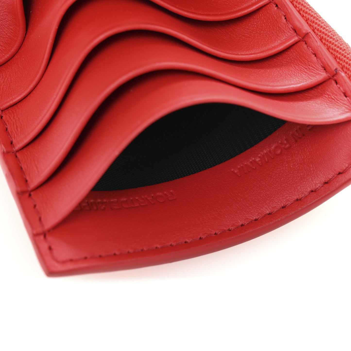 Calfskin London England Print Logo Alwyn Card Holder Bright Red