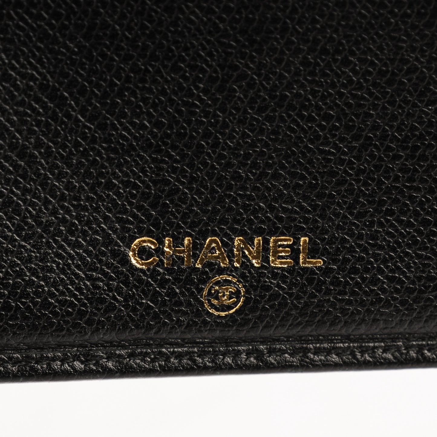 Grained Calfskin CC Button Bi-Fold Wallet Black