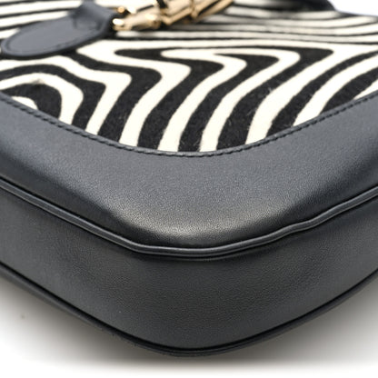 Gucci Pony Hair Zebra Print Calfskin Small Jackie 1961 Hobo Black White 9 of 9