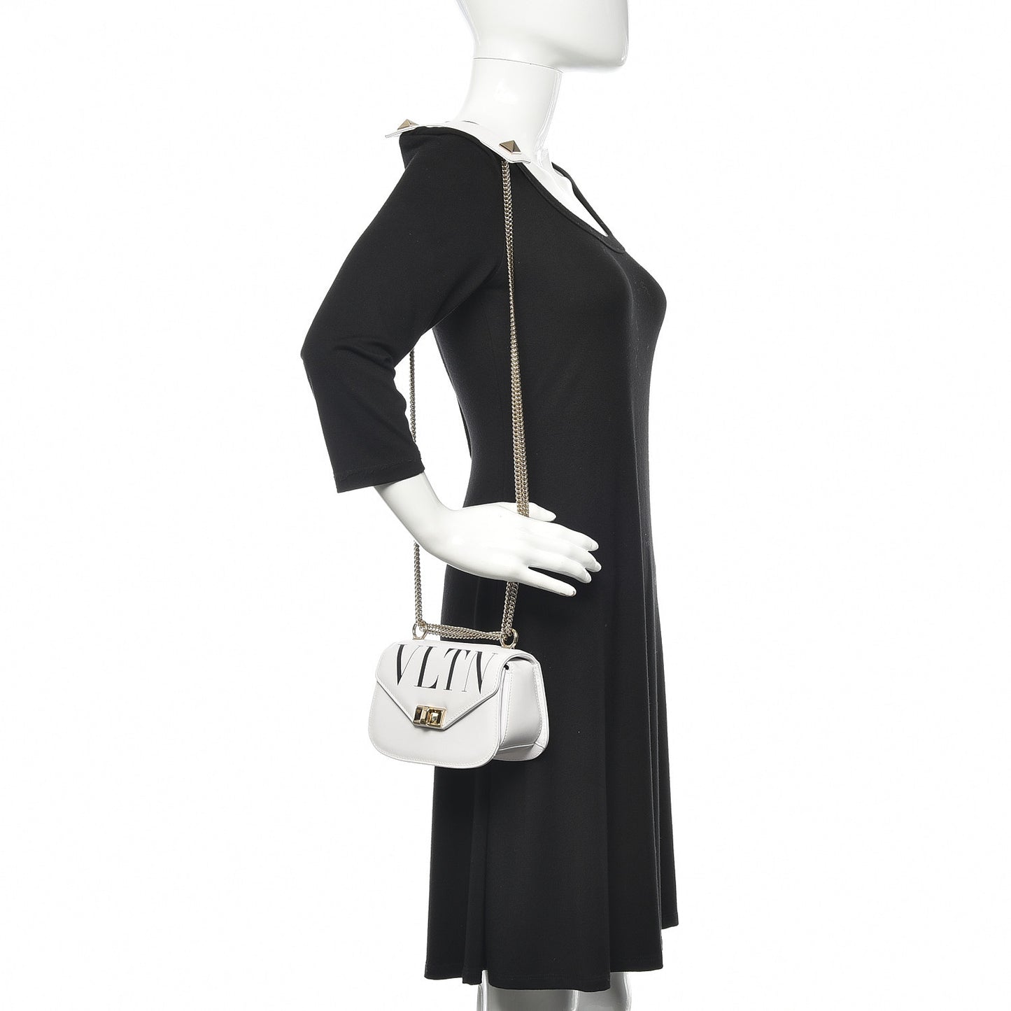 Calfskin VLTN Small Shoulder Bag White