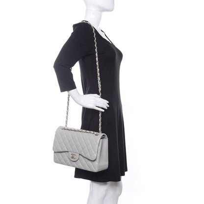 Chanel Caviar Quilted Jumbo Double Flap Grey 2 of 9