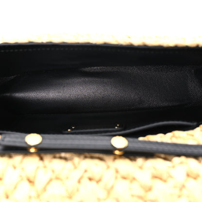 Prada Yarn Raffia Effect Crochet Shoulder Bag Natural Black 5 of 9