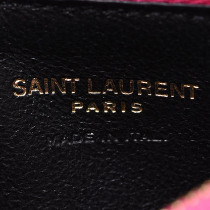 Saint Laurent Grain De Poudre Matelasse Chevron Monogram Fragments Zippered Card Case Fresh Fuxia 6 of 8