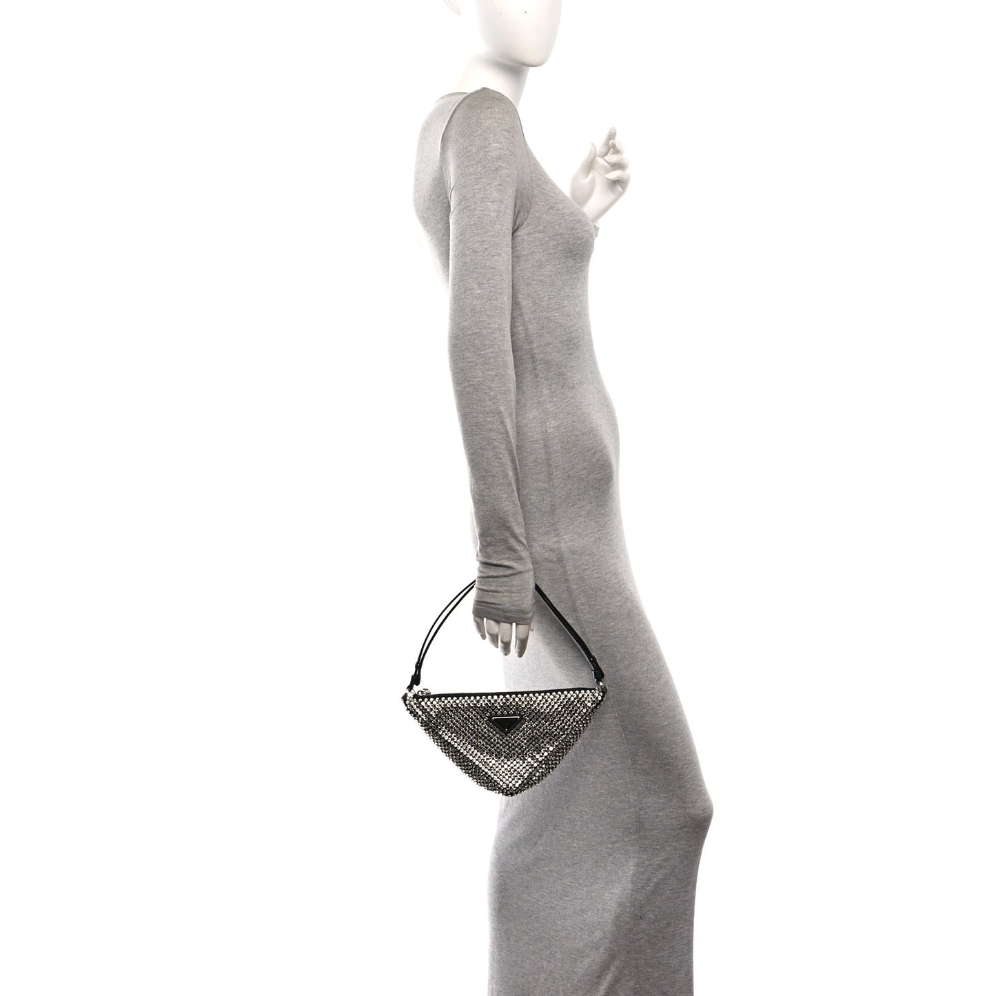 Satin Crystal Triangle Pouch Cristal