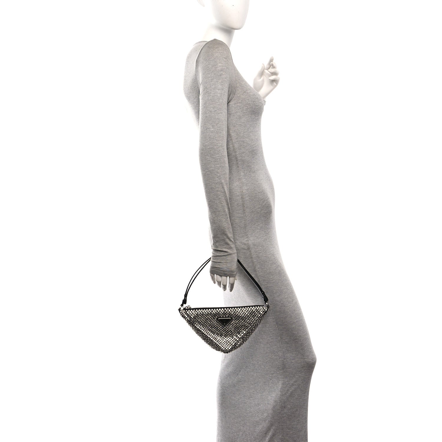 Prada Satin Crystal Triangle Pouch Cristal 2 of 9