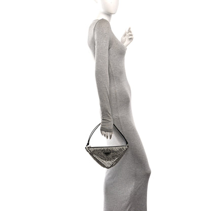 Prada Satin Crystal Triangle Pouch Cristal 2 of 9