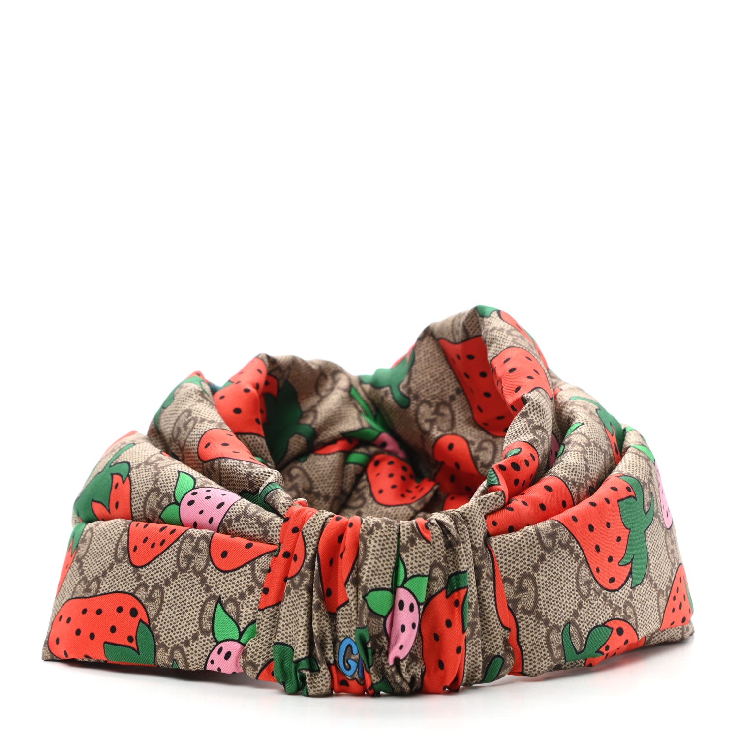Gucci Silk Monogram Strawberry Print Headband M 3 of 6