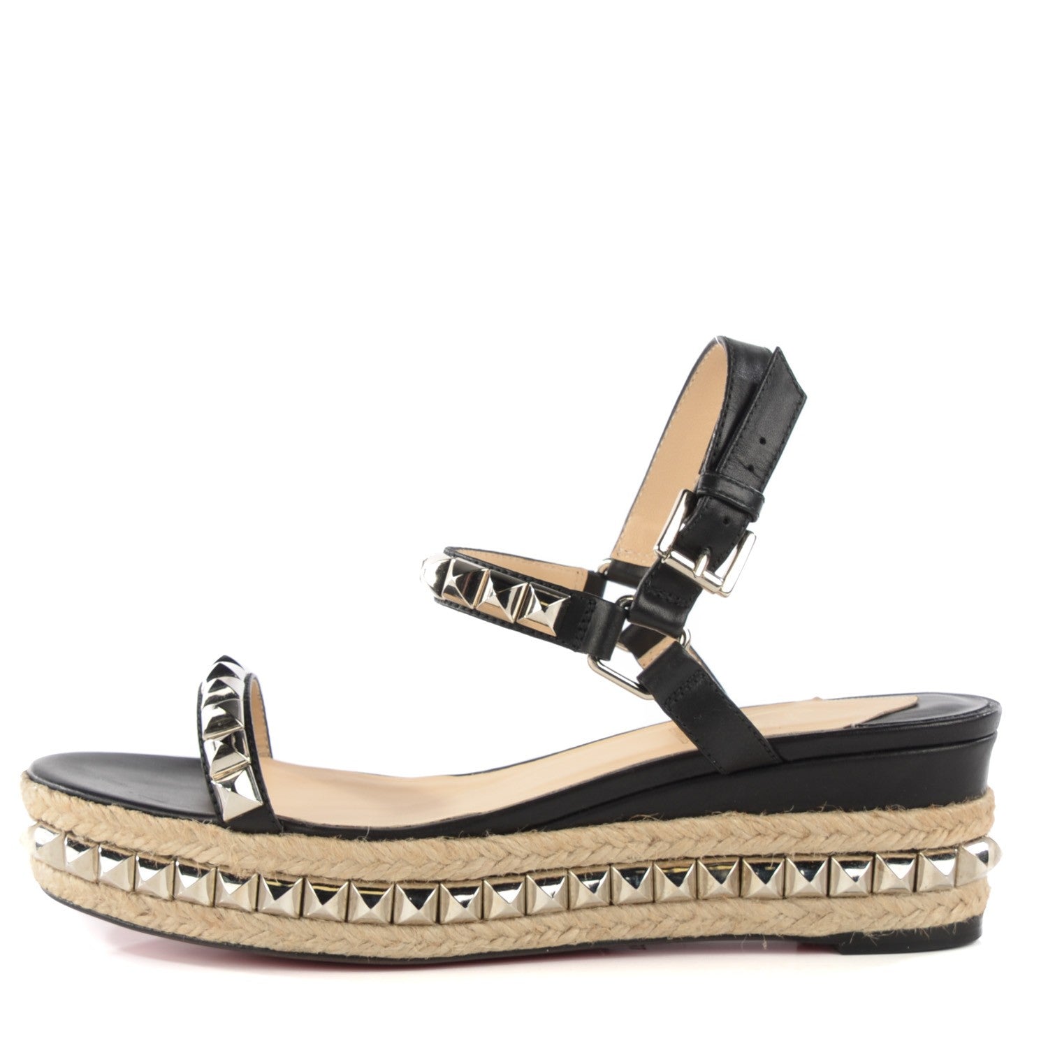 Christian Louboutin Calfskin Cataclou 60 Platform Sandals 39 Black Silver 1 of 8