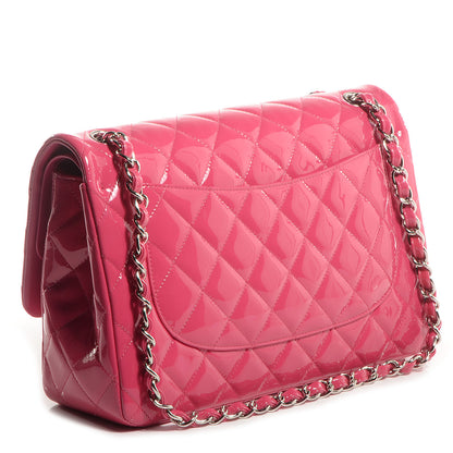 Chanel Patent Quilted Jumbo Double Flap Pink 3 of 9